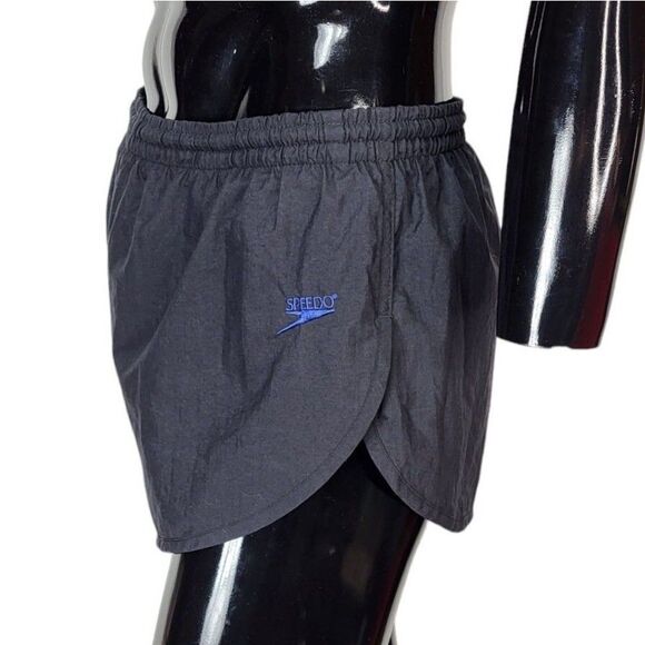 80s Vintage SPEEDO Elastic Waist Drawstring Embroidered Spellout on Rear Shorts - Picture 2 of 9